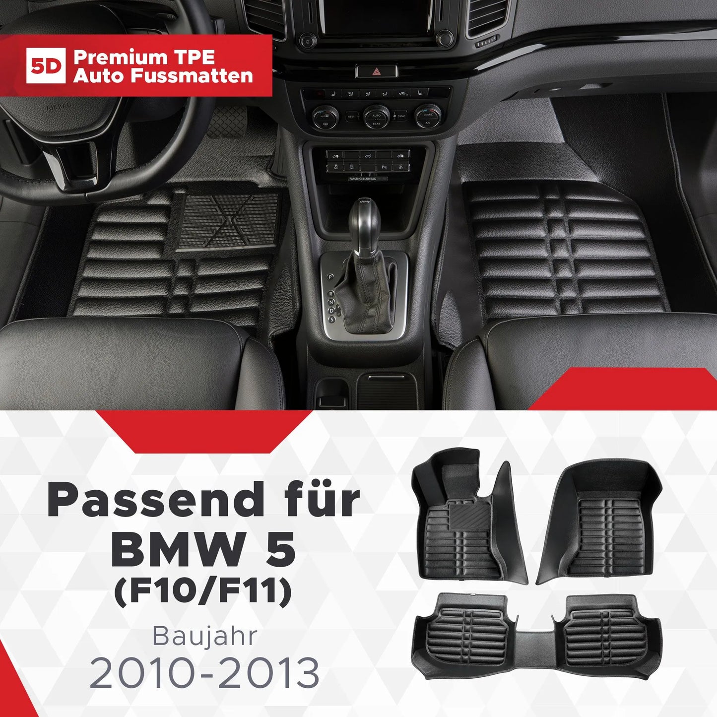 5D Starline Premium Auto Fussmatten TPE Set passend für BMW 5 (F10/F11) Baujahr 2010-2013