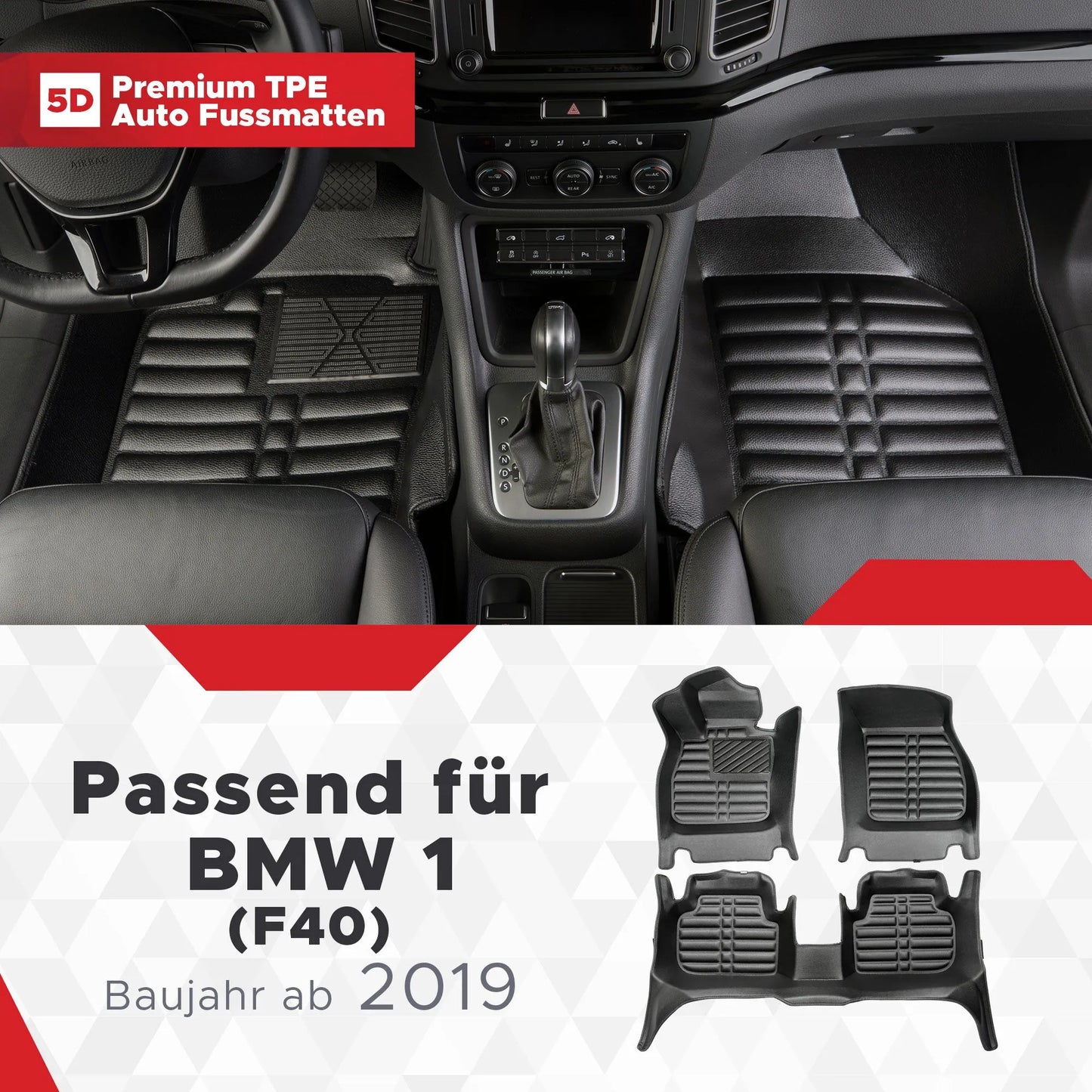 5D Starline Premium Auto Fussmatten TPE Set passend für BMW 1 (F40) xDrive Baujahr ab 2019