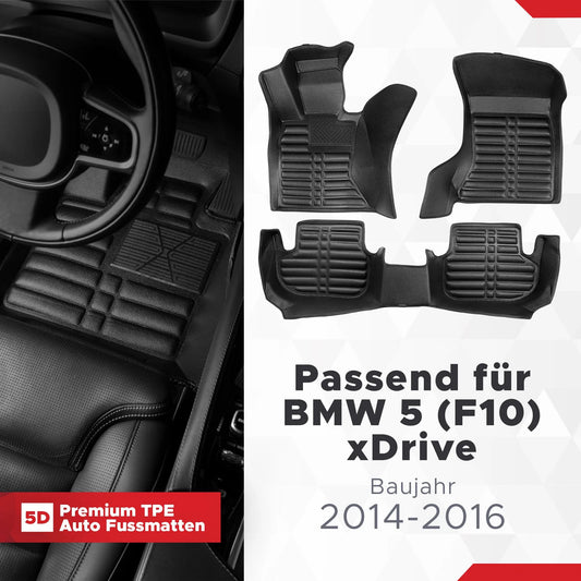 5D Starline Premium Auto Fussmatten TPE Set Passend für BMW 5 (F10) xDrive Baujahr 2014-2016