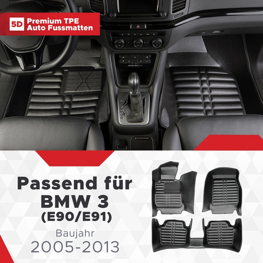 5D Starline Premium Auto Fussmatten TPE Set passend für BMW 3 (E90/E91) Baujahr 2005-2013