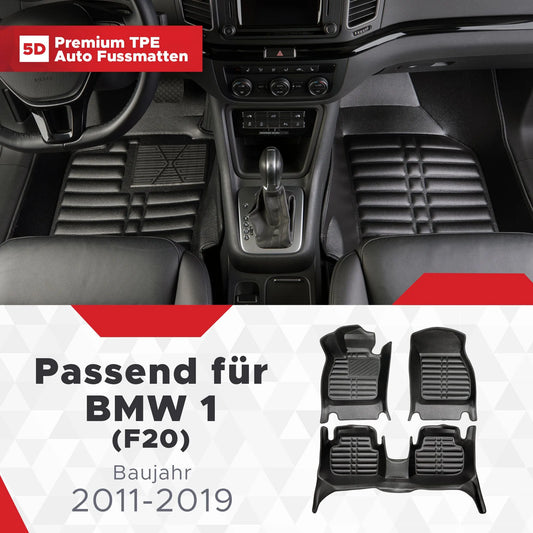 5D Starline Premium Auto Fussmatten TPE Set passend für BMW 1 (F20) Baujahr 2011-2019