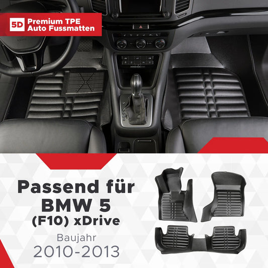 5D Starline Premium Auto Fussmatten TPE Set passend für BMW 5 (F10) xDrive Baujahr 2010-2013