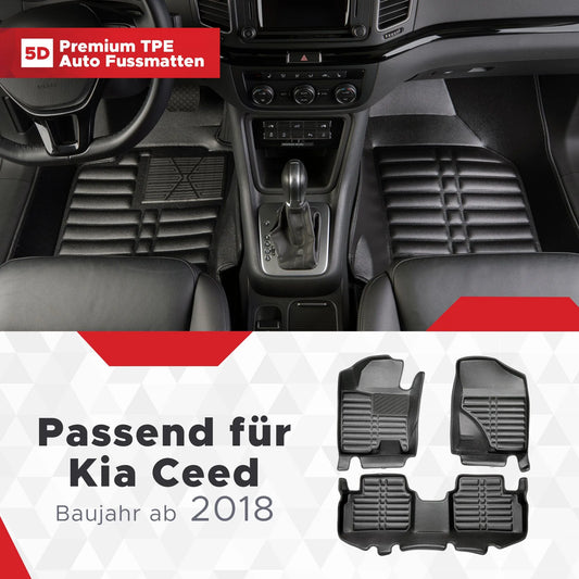 5D Starline Premium Auto Fussmatten TPE Set passend für Kia Ceed (3.Gen) Baujahr ab 2018