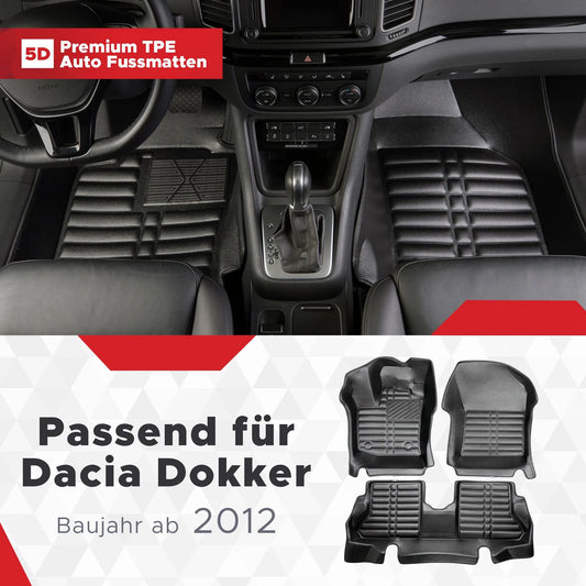 5D Starline Premium Auto Fussmatten TPE Set passend für Dacia Dokker Baujahr ab 2012