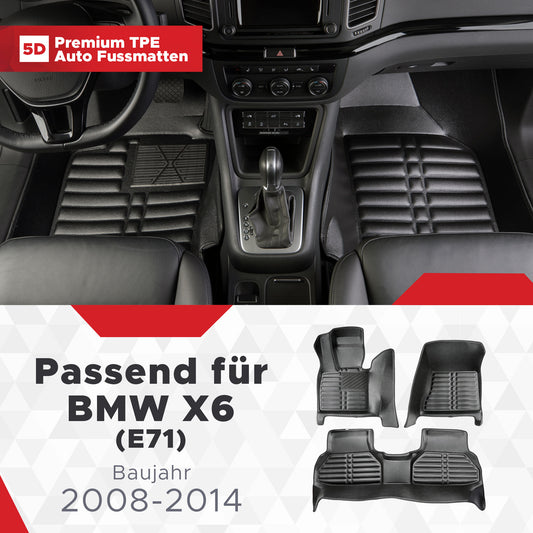 5D Starline Premium Auto Fussmatten TPE Set passend für BMW X6 (E71) Baujahr 2008-2014