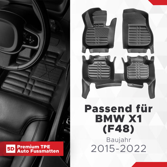 5D Starline Premium Auto Fussmatten TPE Set passend für BMW X1 (F48) Baujahr 2015-2022
