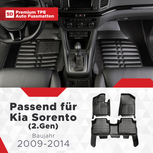 5D Starline Premium Auto Fussmatten TPE Set passend für Kia Sorento (2.Gen) Baujahr 2009-2014