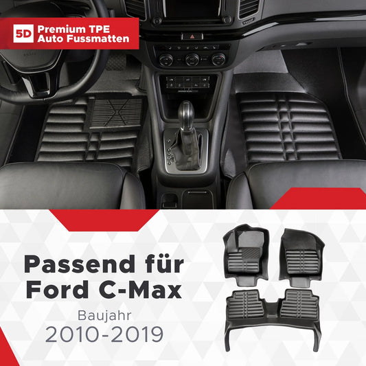 5D Starline Premium Auto Fussmatten TPE Set passend für Ford C-Max Baujahr 2010-2019