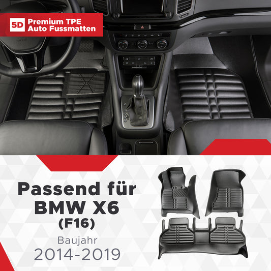 5D Starline Premium Auto Fussmatten TPE Set passend für BMW X6 (F16) Baujahr 2014-2019