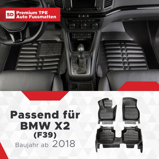 5D Starline Premium Auto Fussmatten TPE Set passend für BMW X2 (F39) Baujahr ab 2018