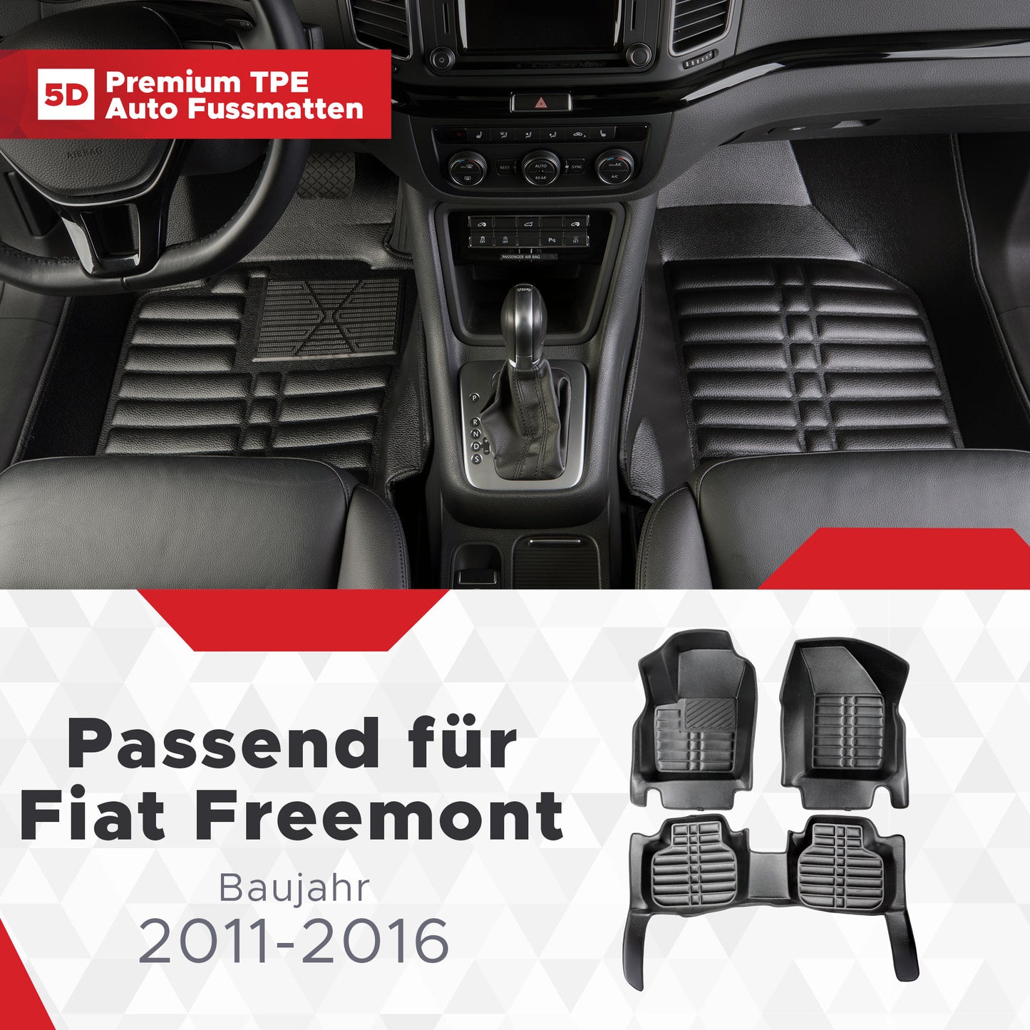 5D Starline Premium Auto Fussmatten TPE Set passend für Fiat Freemont Baujahr 2011-2016