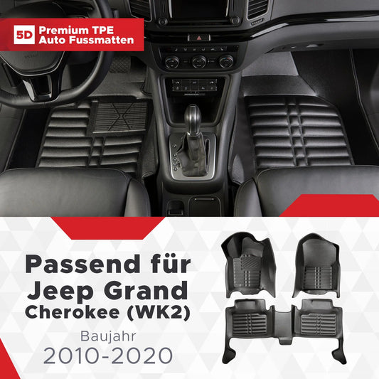 5D Starline Premium Auto Fussmatten TPE Set passend für Jeep Grand Cherokee (WK2) Baujahr 2010-2020