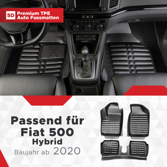 5D Starline Premium Auto Fussmatten TPE Set passend für Fiat 500 Hybrid ab 2020