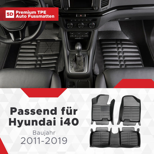 5D Starline Premium Auto Fussmatten TPE Set passend für Hyundai i40 Baujahr 2011-2019