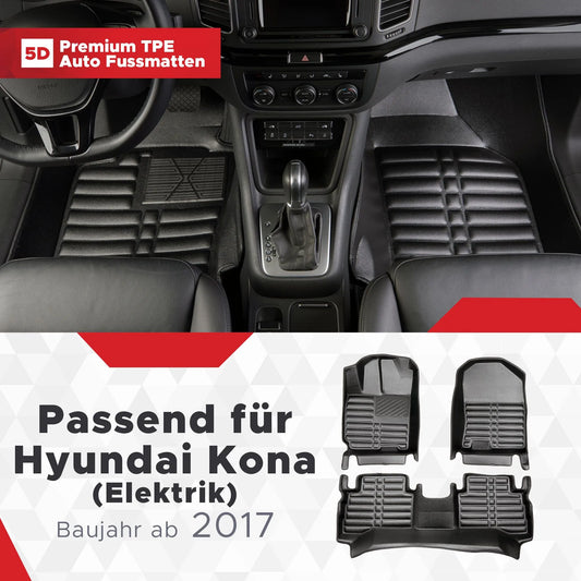 5D Starline Premium Auto Fussmatten TPE Set passend für Hyundai Kona (Elektrik) Baujahr ab 2017