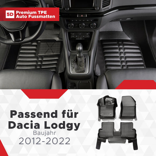 5D Starline Premium Auto Fussmatten TPE Set passend für Dacia Lodgy Baujahr 2012-2022