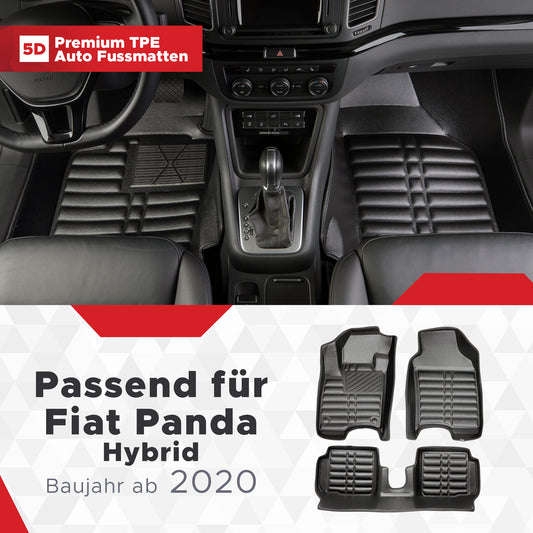 5D Starline Premium Auto Fussmatten TPE Set passend für Fiat Panda Hybrid ab 2020