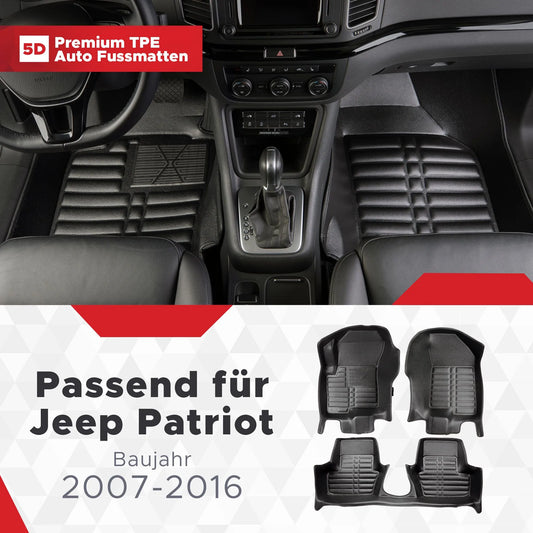 5D Starline Premium Auto Fussmatten TPE Set passend für Jeep Patriot Baujahr 2007-2016