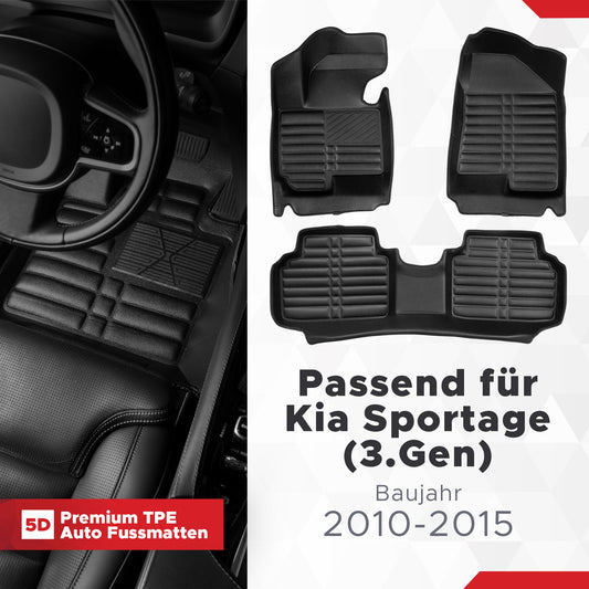 5D Starline Premium Auto Fussmatten TPE Set passend für Kia Sportage (3.Gen) Baujahr 2010-2015