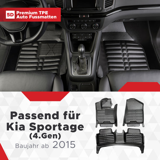 5D Starline Premium Auto Fussmatten TPE Set passend für Kia Sportage (4.Gen) Baujahr 2015-2021