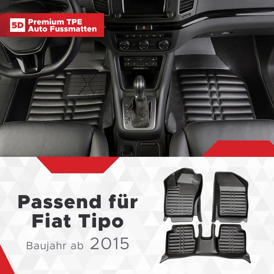 5D Starline Premium Auto Fussmatten TPE Set passend für Fiat Tipo Baujahr ab 2015