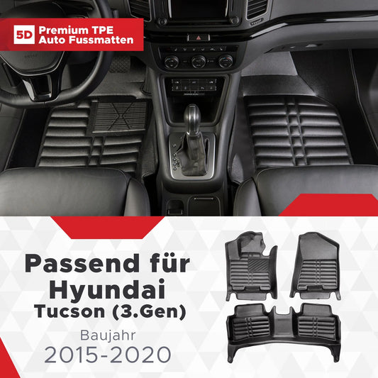 5D Starline Premium Auto Fussmatten TPE Set passend für Hyundai Tucson (3.Gen) Baujahr 2015-2020