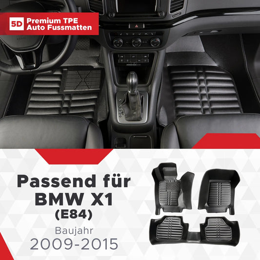 5D Starline Premium Auto Fussmatten TPE Set passend für BMW X1 (E84) Baujahr 2009-2015