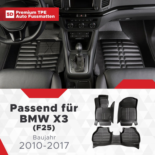 5D Starline Premium Auto Fussmatten TPE Set passend für BMW X3 (F25) Baujahr 2010-2017