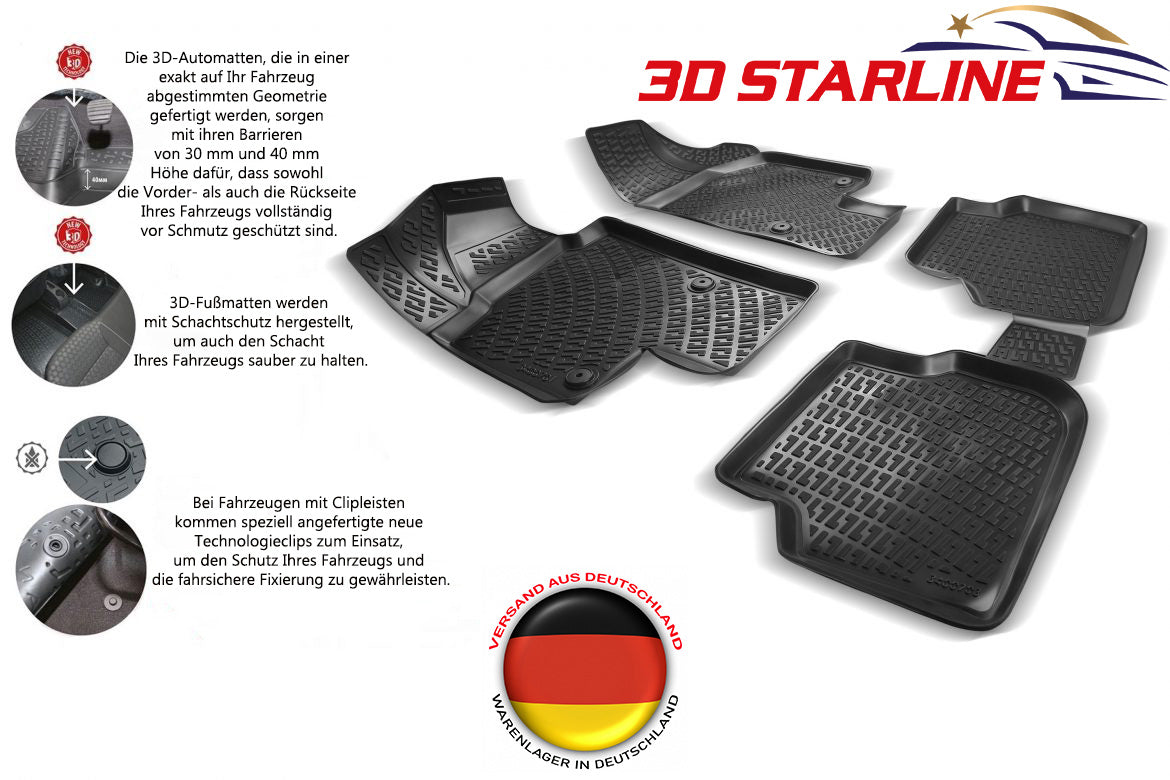 3D Starline Gummimatten Set für FORD FIESTA (5.Gen) 2002-2008 passgenaue Auto Fußmatten ekstra hoher