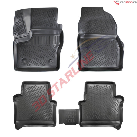 3D Starline Gummimatten Set für FORD TRANSIT / TOURNEO CONNECT (1.Gen) 2002-2012 passgenaue Auto Fußmatten ekstra hoher